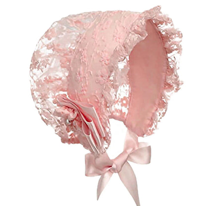 Bonnet à volants en dentelle brodée pour la photographie de nouveau-né