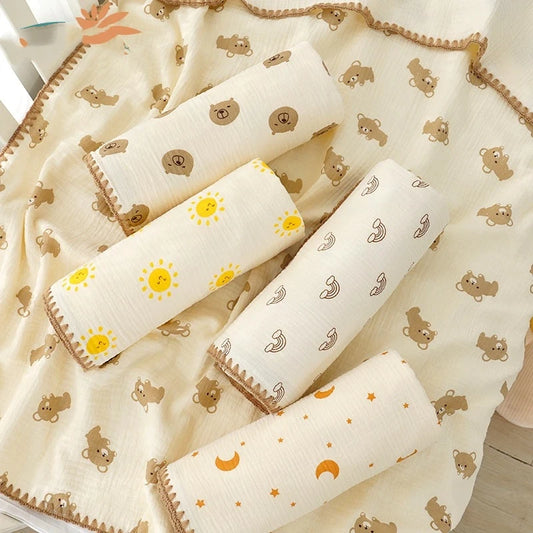 Newborn Gauze Bath Towel & Crinkle Blanket - INS Style Soft Breathable Cover Versatile for Nap Car Use Infant Swaddle Blanket