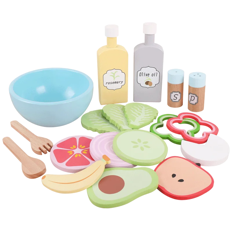 Ensemble d'aliments en bois pour jouer – Cuisinez et créez !