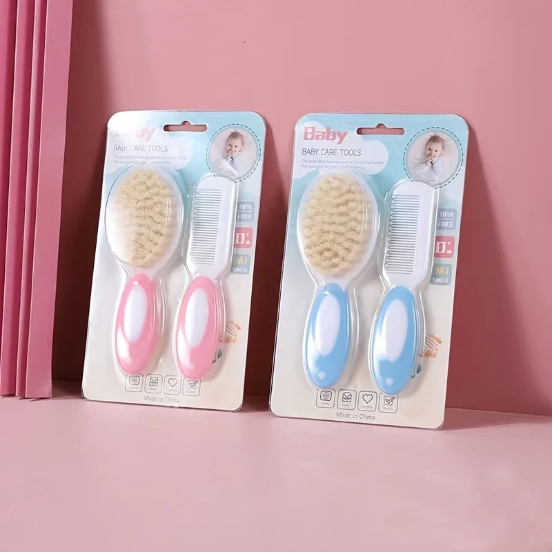 Ensemble brosse et peigne pour bébé (2 pièces) – Poils doux, soin des croûtes de lait