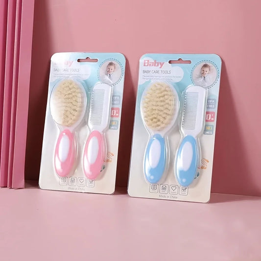 Ensemble brosse et peigne pour bébé (2 pièces) – Poils doux, soin des croûtes de lait