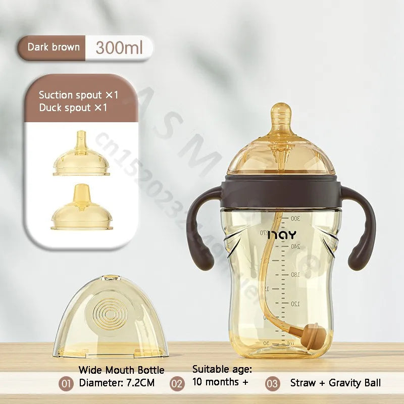Baby Milk Bottle | Wide Mouth, Duck Nipple & Training Drink Cup