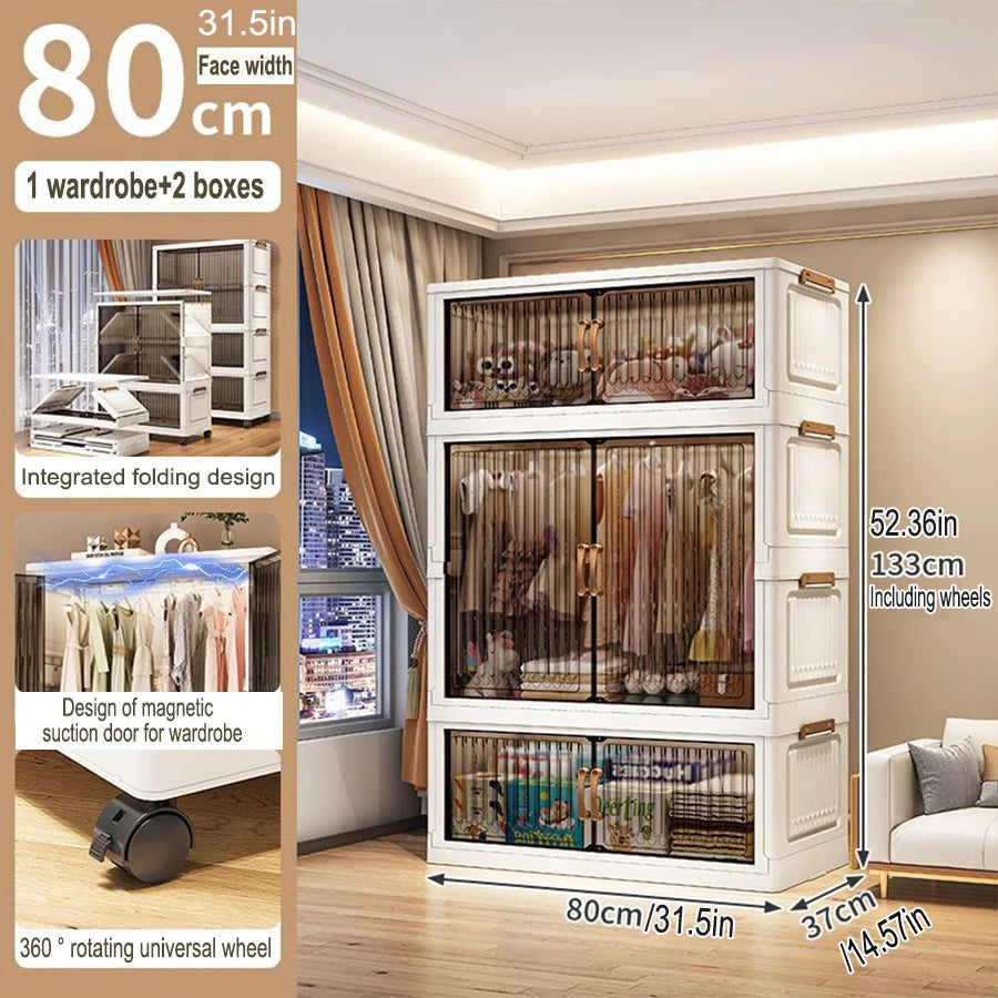 Home Storage Cabinet – Foldable Wardrobe Organizer