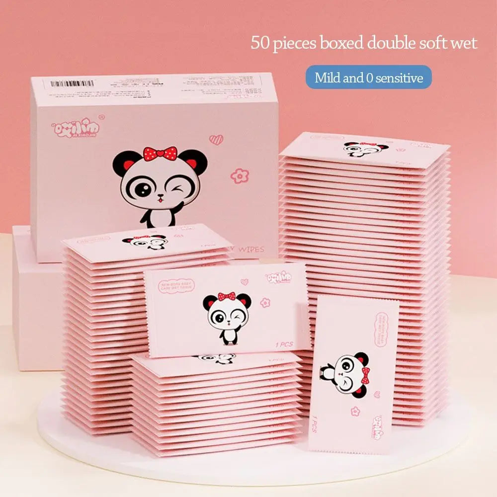 50 lingettes humides pour bébé – Jetables, portables et sans danger pour les mains