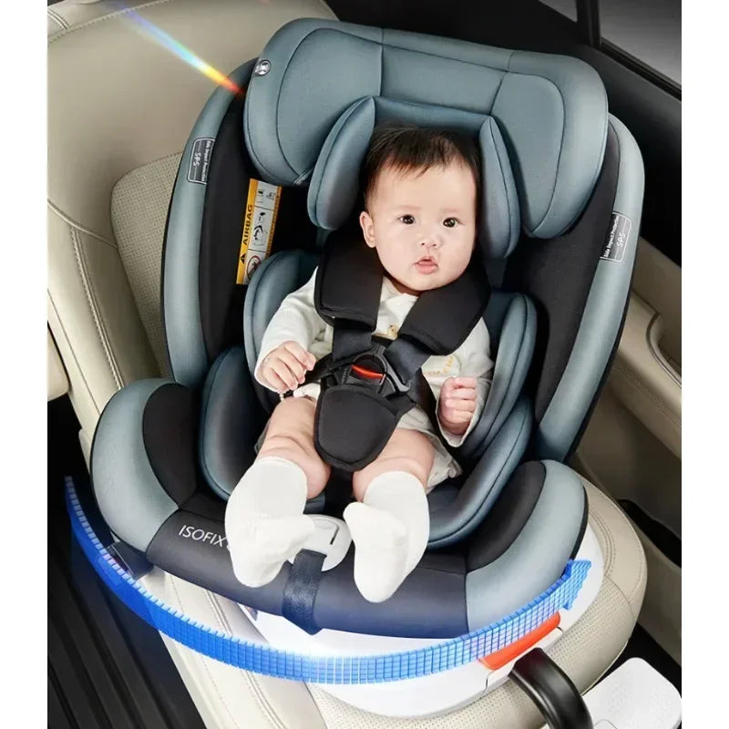 Siège auto bébé pivotant à 360° avec fixation ISOFIX et support