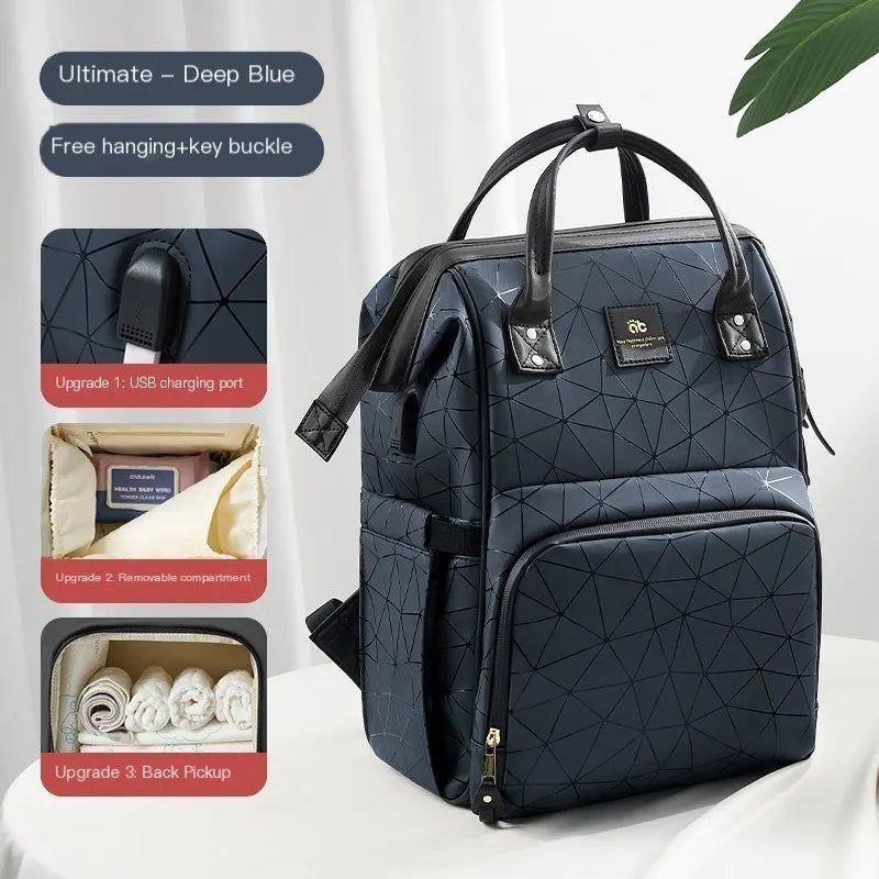 Sac à dos à langer – Grand sac imperméable pour maman avec port USB