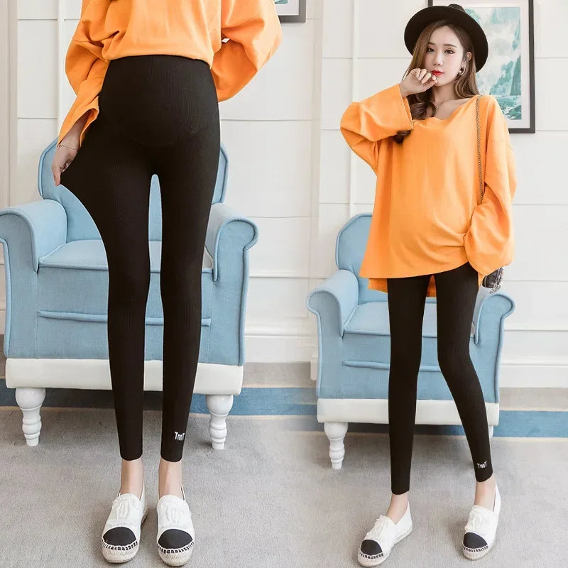 Adjustable Plus-Size Maternity Leggings – Soft Cotton High-Waist Pants
