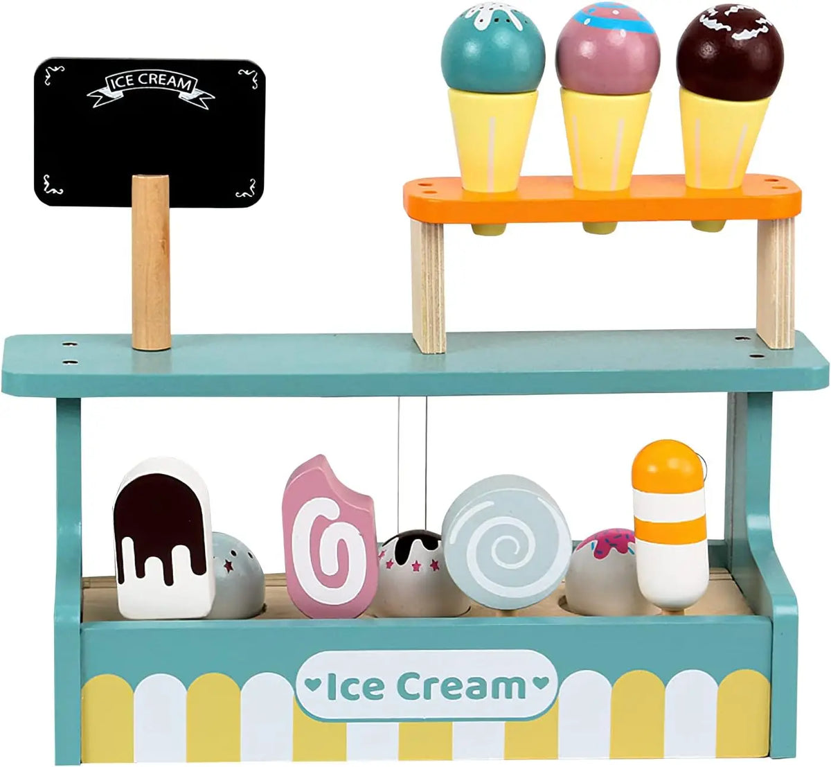 Ensemble de jeu de crème glacée en bois – Amusant pour les tout-petits !