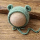 Bonnet tricoté pour nouveau-né en fil de vison duveteux avec oreilles, accessoire photo