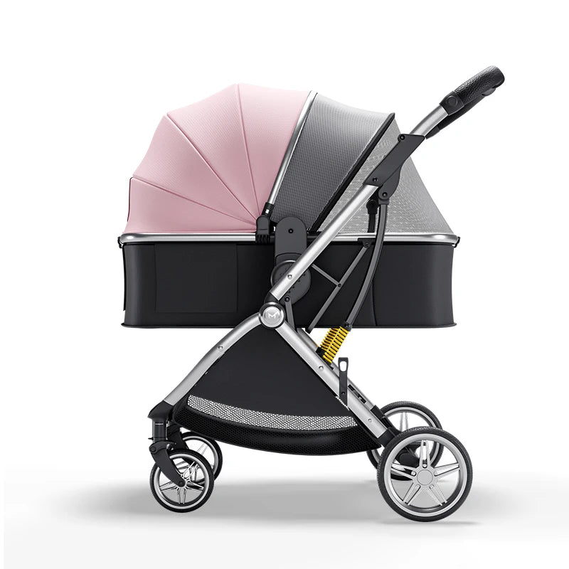 Poussette bébé 3 en 1 de luxe – Position assise et allongée, poussette de voyage portable