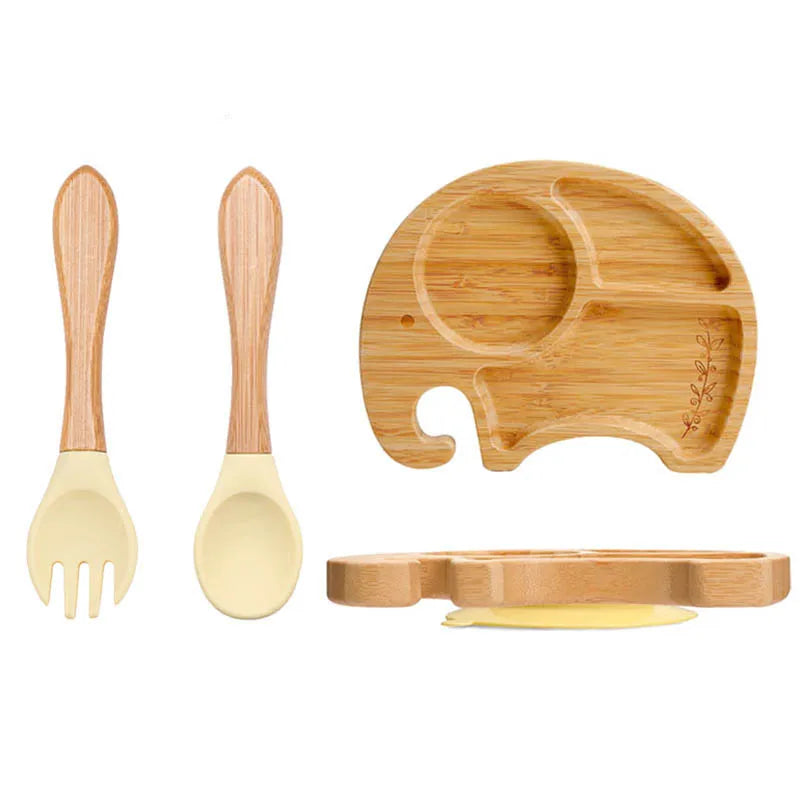 Baby Dinnerware – 3PCS Bamboo Plate & Suction Tableware