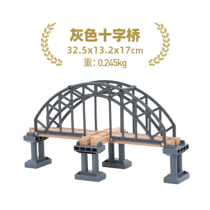 Wooden Train Track Set – Racing, Bridges & Tunnel Accessories Toy