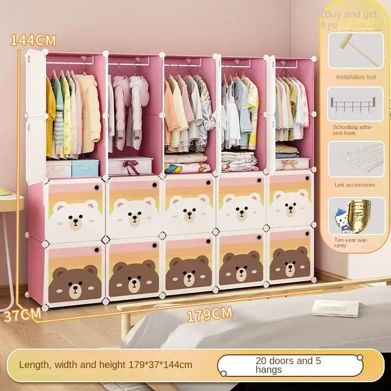 Armoire pliable pour enfants – Rangement en cubes entièrement fermé