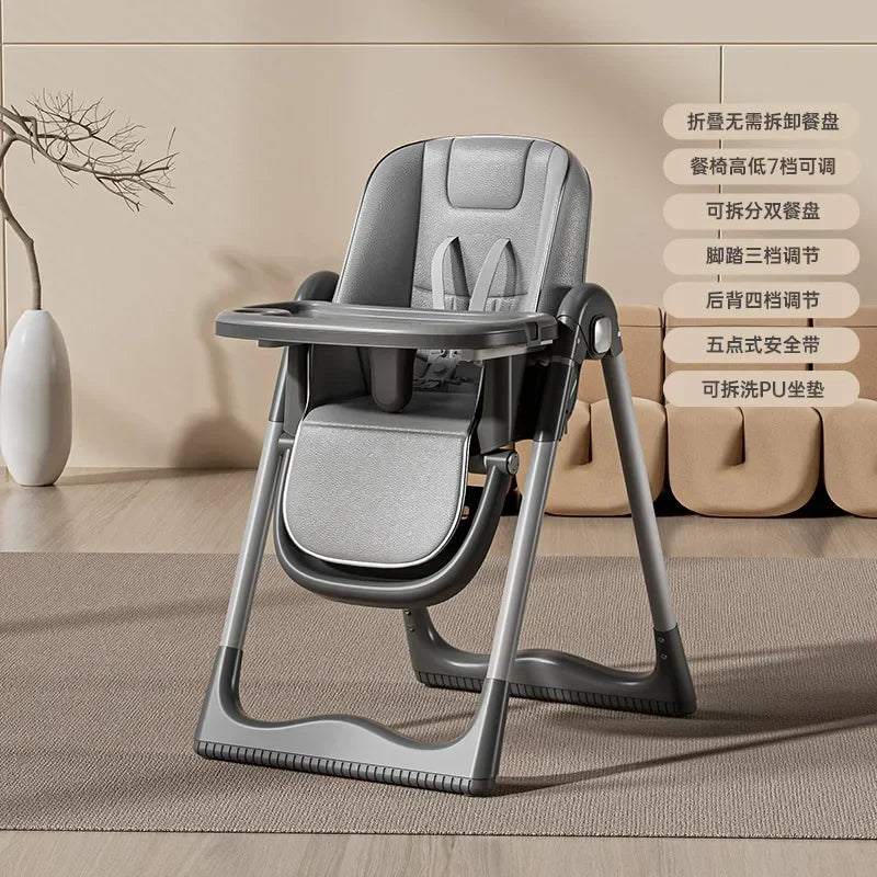 Chaise haute pliable pour bébé – Siège repas multifonctionnel pour enfants