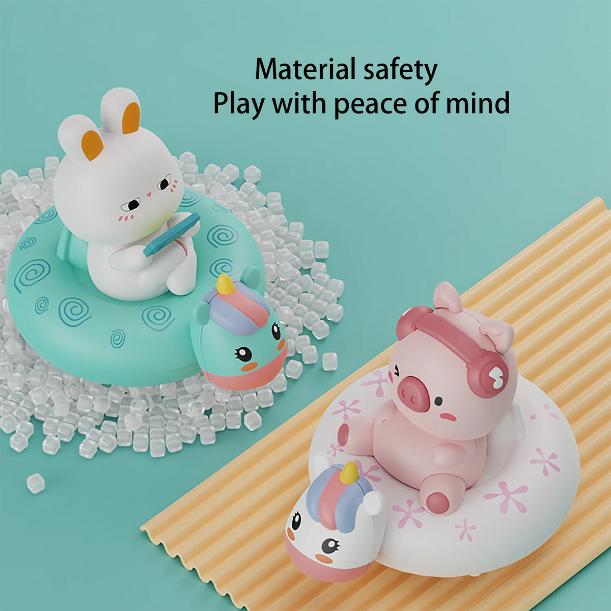 Jouet de bain pour tout-petits – Ensemble de jeu d'eau Lapin et Cochon Rameurs