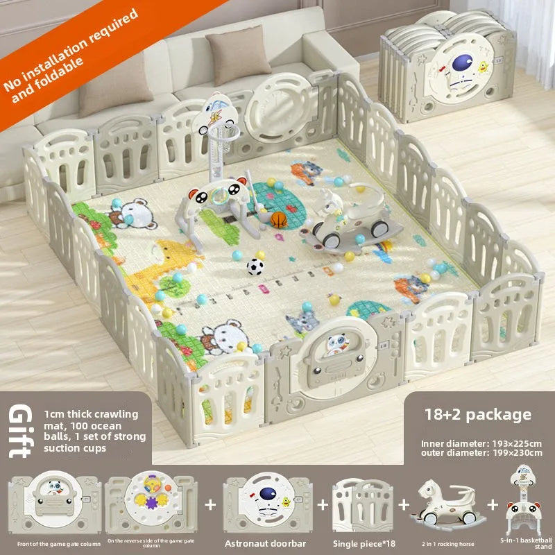 Foldable Baby Playpen with Crawling Mat – Safe & Ready to Use