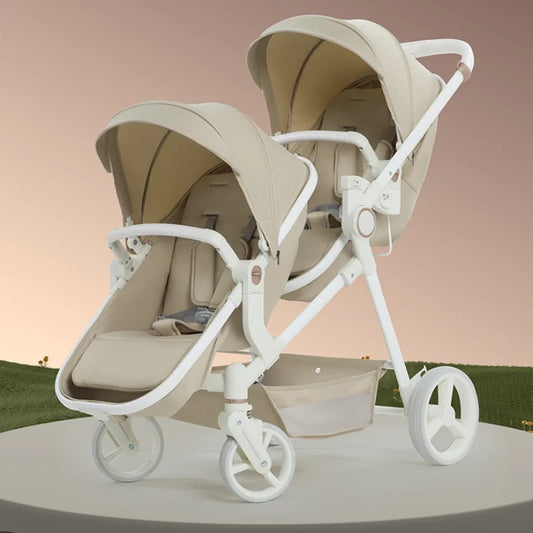 Newest Luxury Twin Baby Stroller – High-Quality Double Poussette with 1-Year Warranty