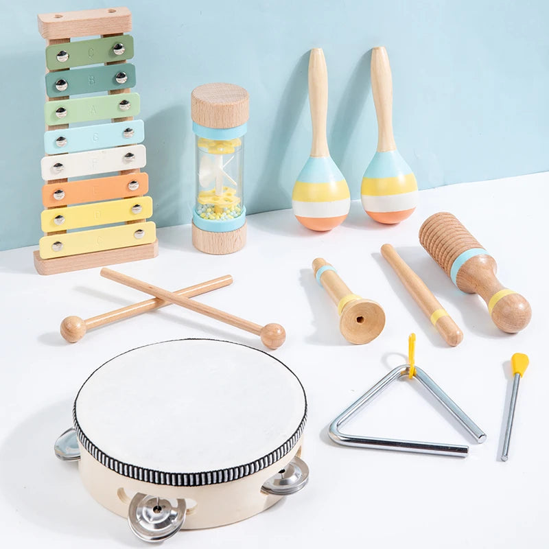 Ensemble musical en bois Montessori – Jouet d'apprentissage des percussions pour enfants