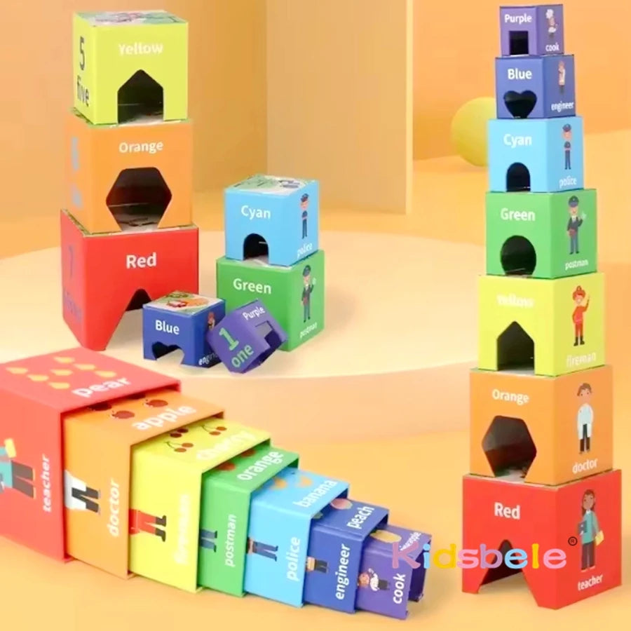 Montessori Stacking Nesting Cubes – Color & Shape Learning Toy