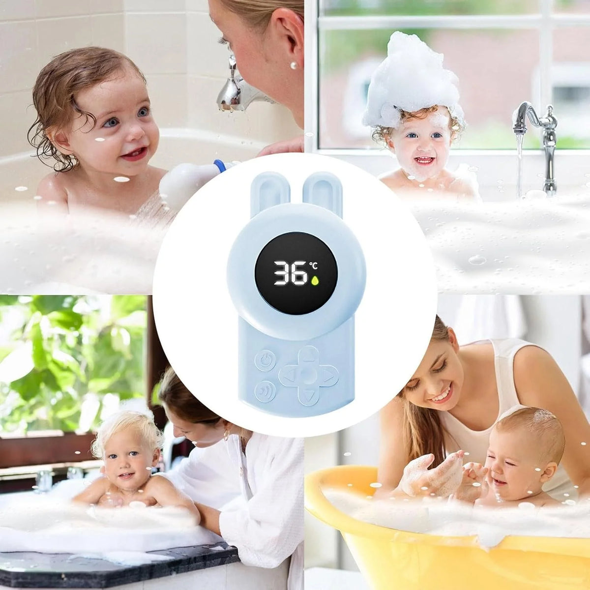 Toddler Bath Water Toy – Blue Seal Floating Thermometer & Sensor