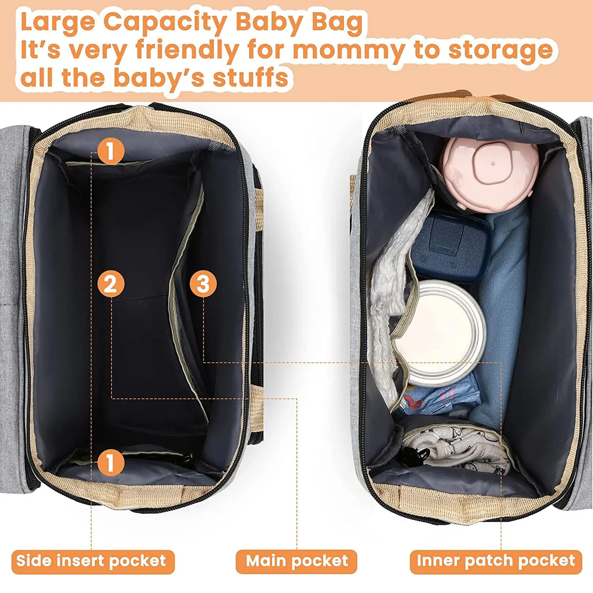 Sac à main tendance pour maman avec lit bébé pliable