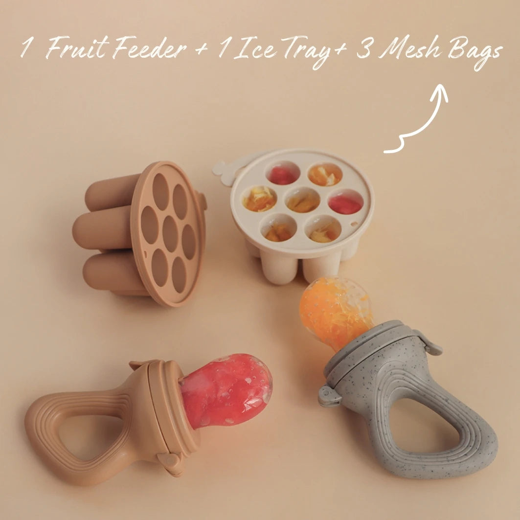 Ensemble distributeur de fruits pour bébé et plateau de congélation