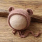 Bonnet tricoté pour nouveau-né en fil de vison duveteux avec oreilles, accessoire photo