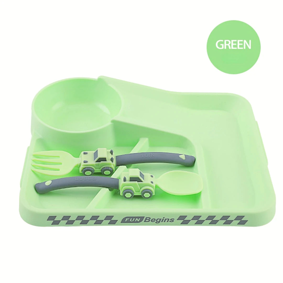 Infant Dinnerware – Spoon, Fork & Plate Kids Feeding Set