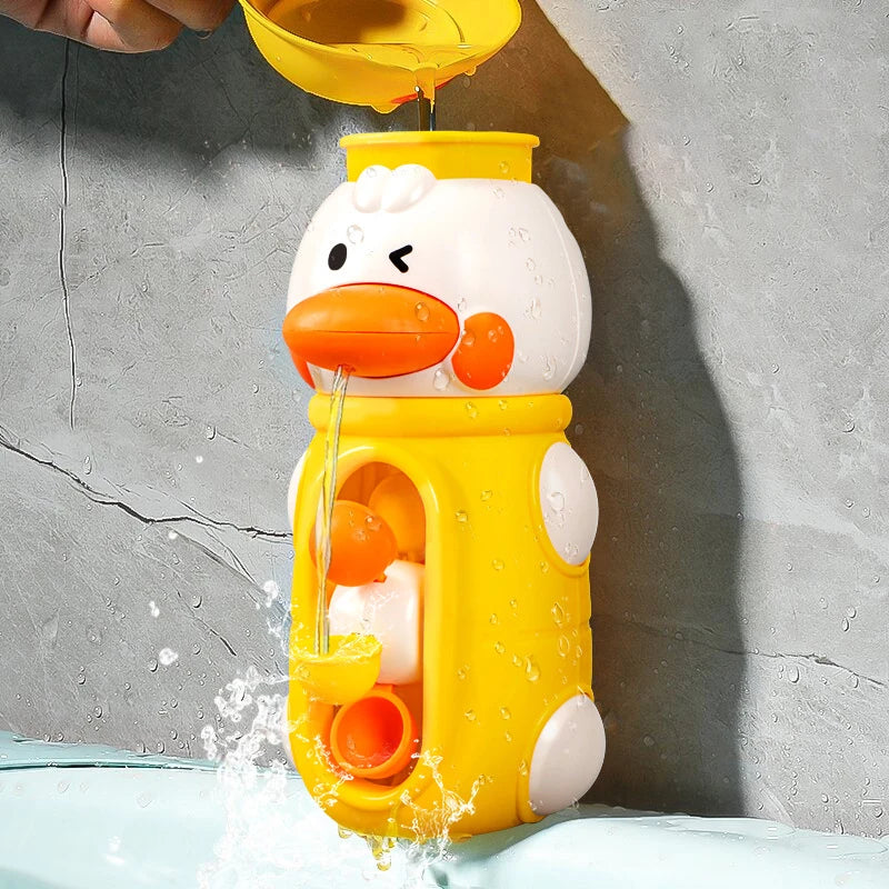 Ensemble de jouets de bain amusants – Roue à eau en forme de canard avec ventouses puissantes pour enfants