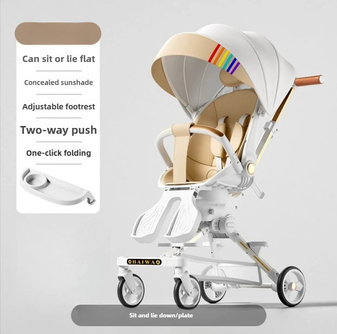 New 4-Wheel Baby Stroller – Lightweight, Foldable & Shock-Absorbing