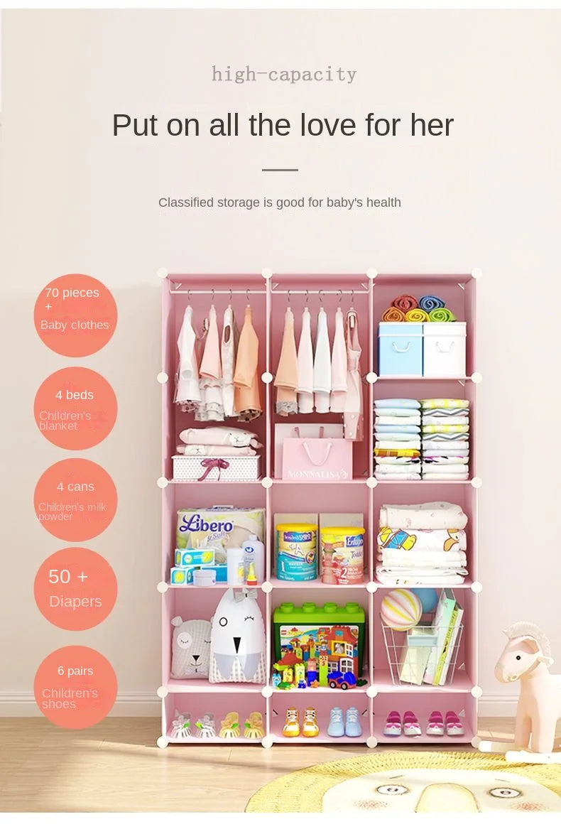 Armoire moderne pour enfants – Placard et rangement pliables en plastique
