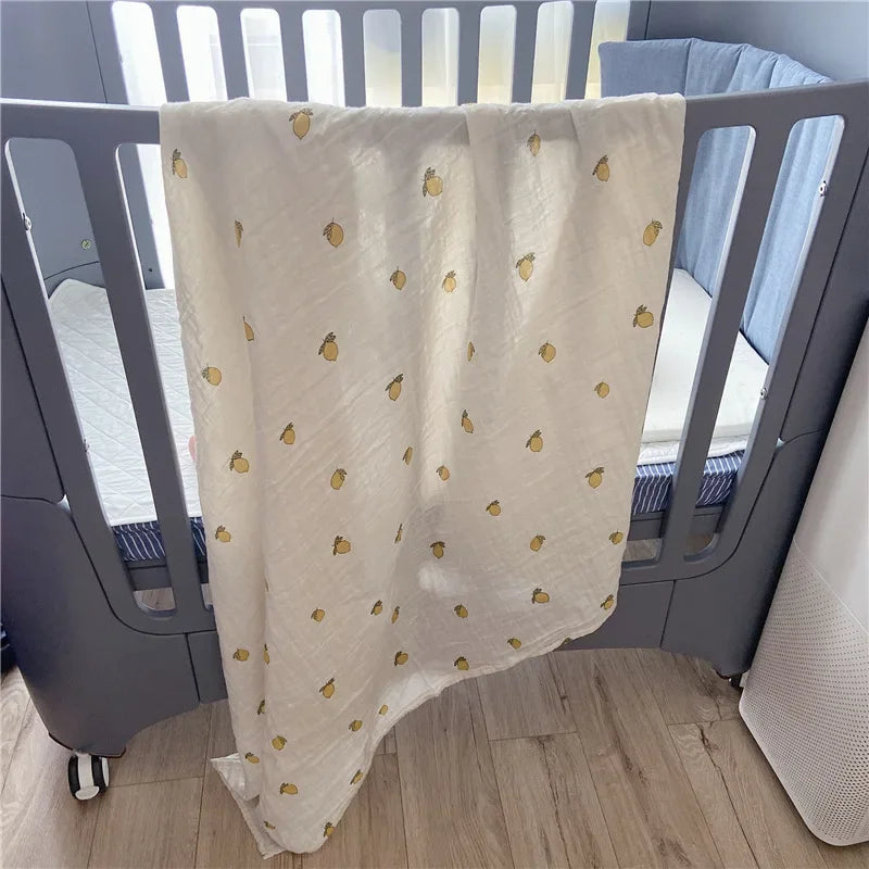 Couverture d'emmaillotage en coton à imprimé floral - Couverture en mousseline pour bébé, en tissu froissé, pour nouveau-né, utilisable comme housse de poussette