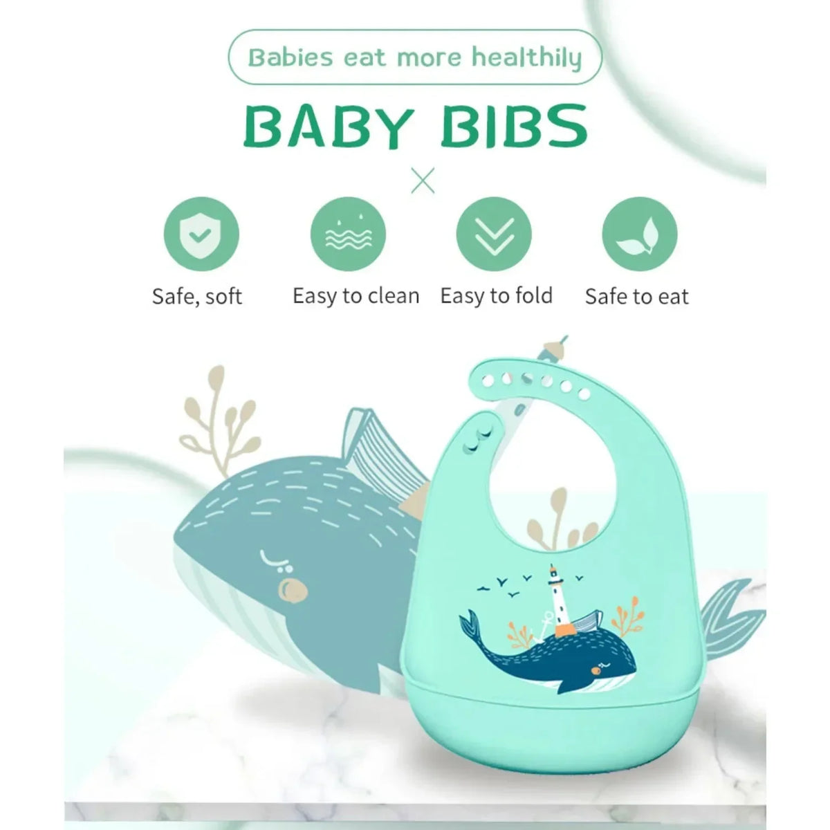 Baby Essentials – Soft Cartoon Silicone Bib with Pocket