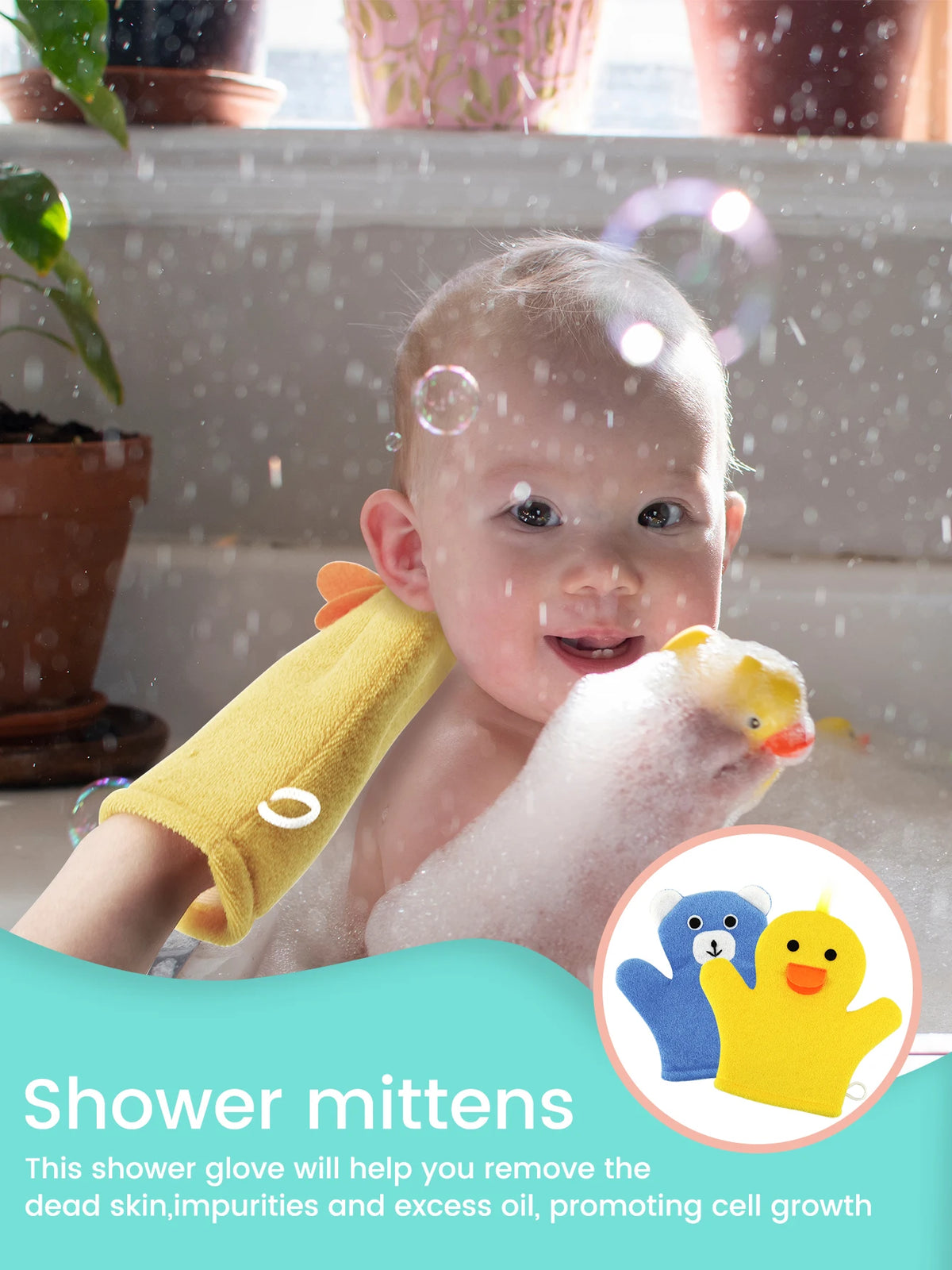 Gants de bain pour enfants à motifs de dessins animés : des moufles amusantes et divertissantes pour le bain