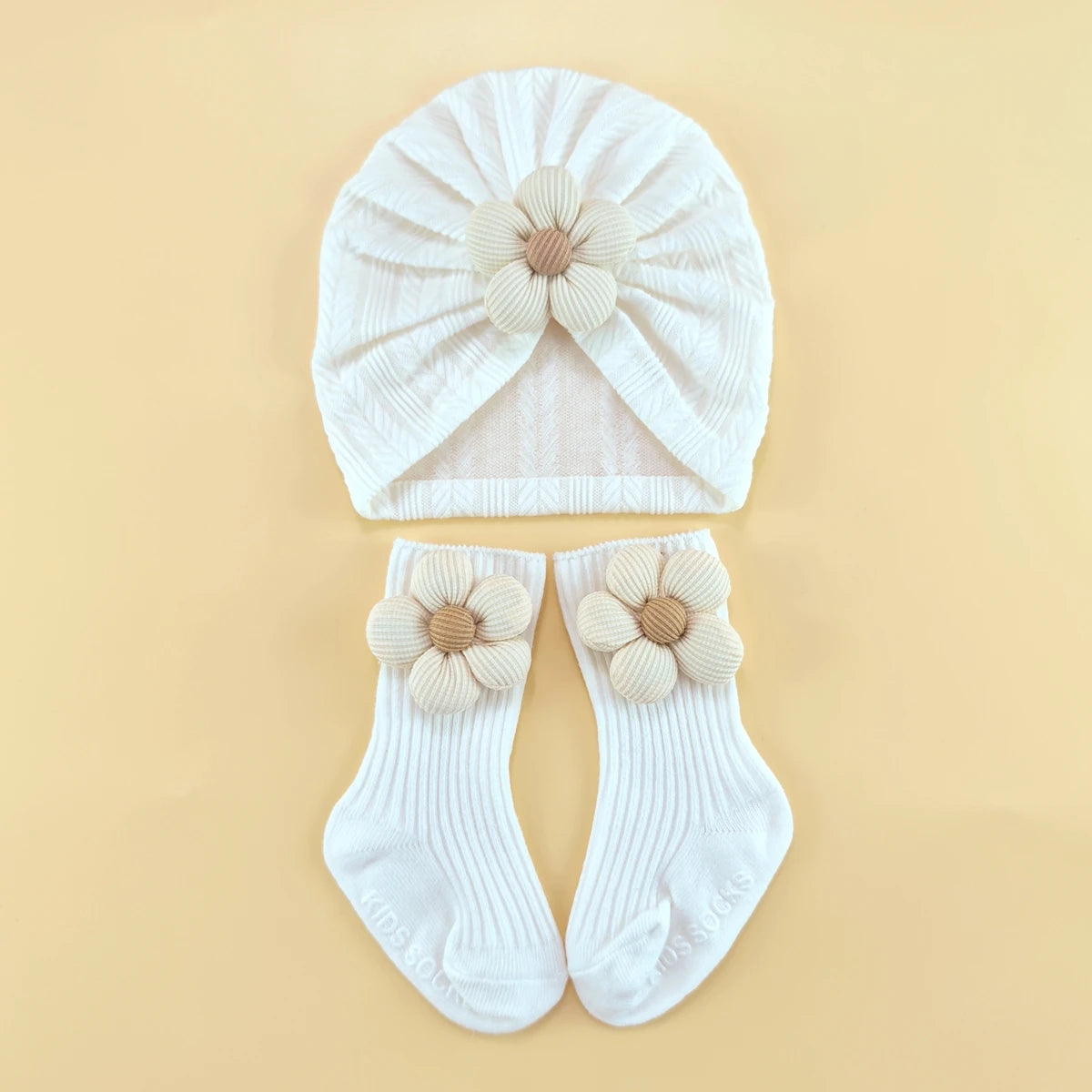 Soft Newborn Baby Hat and Anti-Slip Socks Set