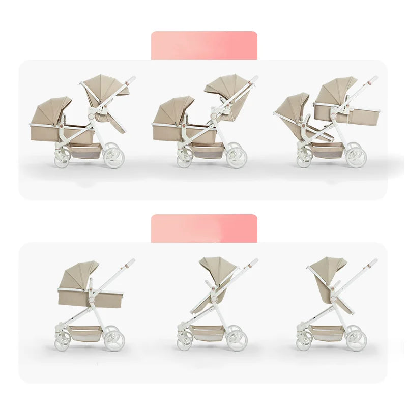 Poussette double 2025 – Poussette double de haute qualité avec garantie d'un an