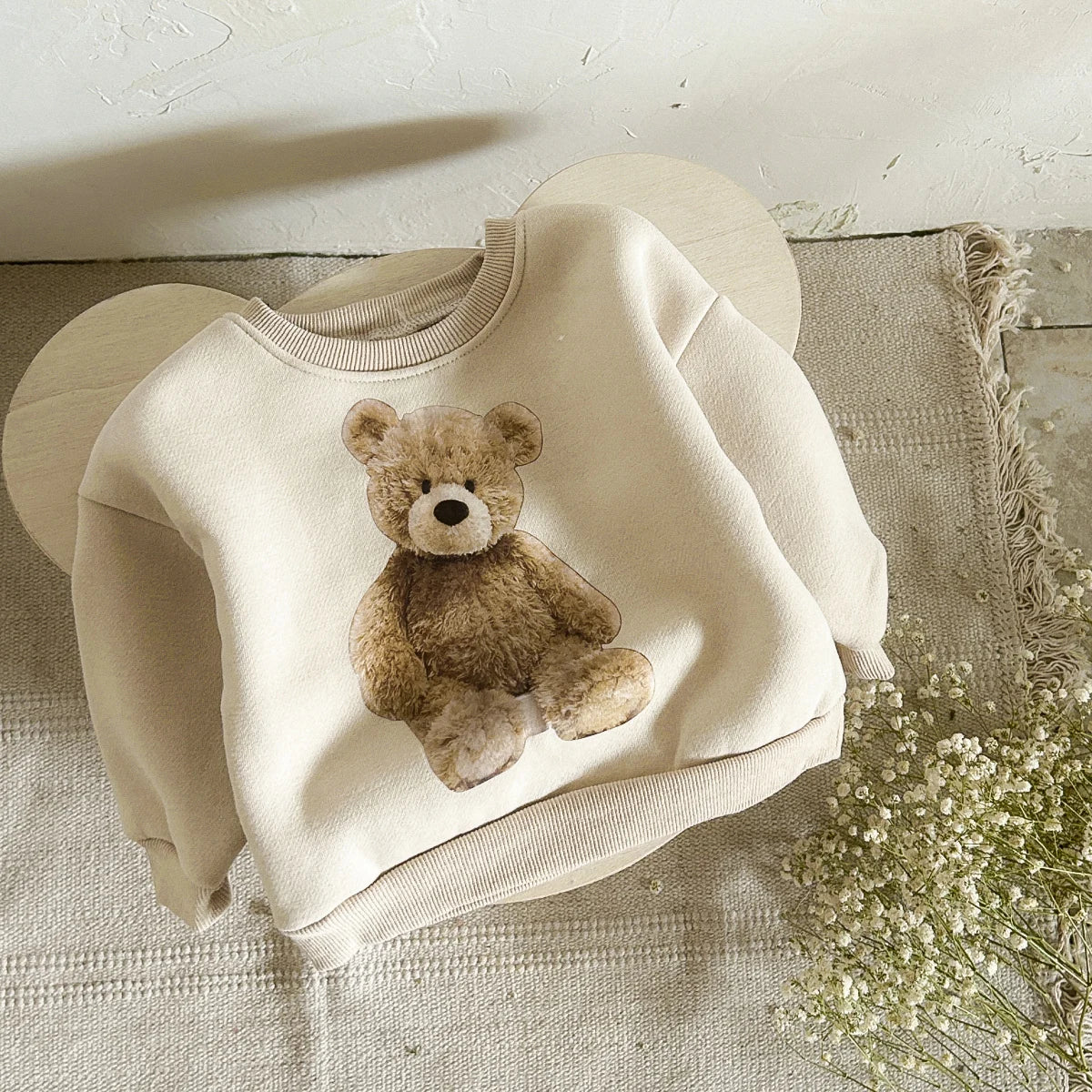 Pull bébé automne/hiver – Pull doux à imprimé ours mignon pour garçons et filles