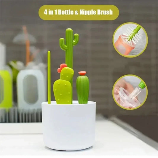 actus Baby Bottle Brush Set | 4-Piece Cleaning Kit for Bottles & Straws
