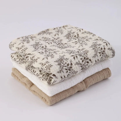 Ensemble de 3 couvertures d'emmaillotage en mousseline douce et respirante, à motifs floraux unis de style bohème, pour nouveau-né.