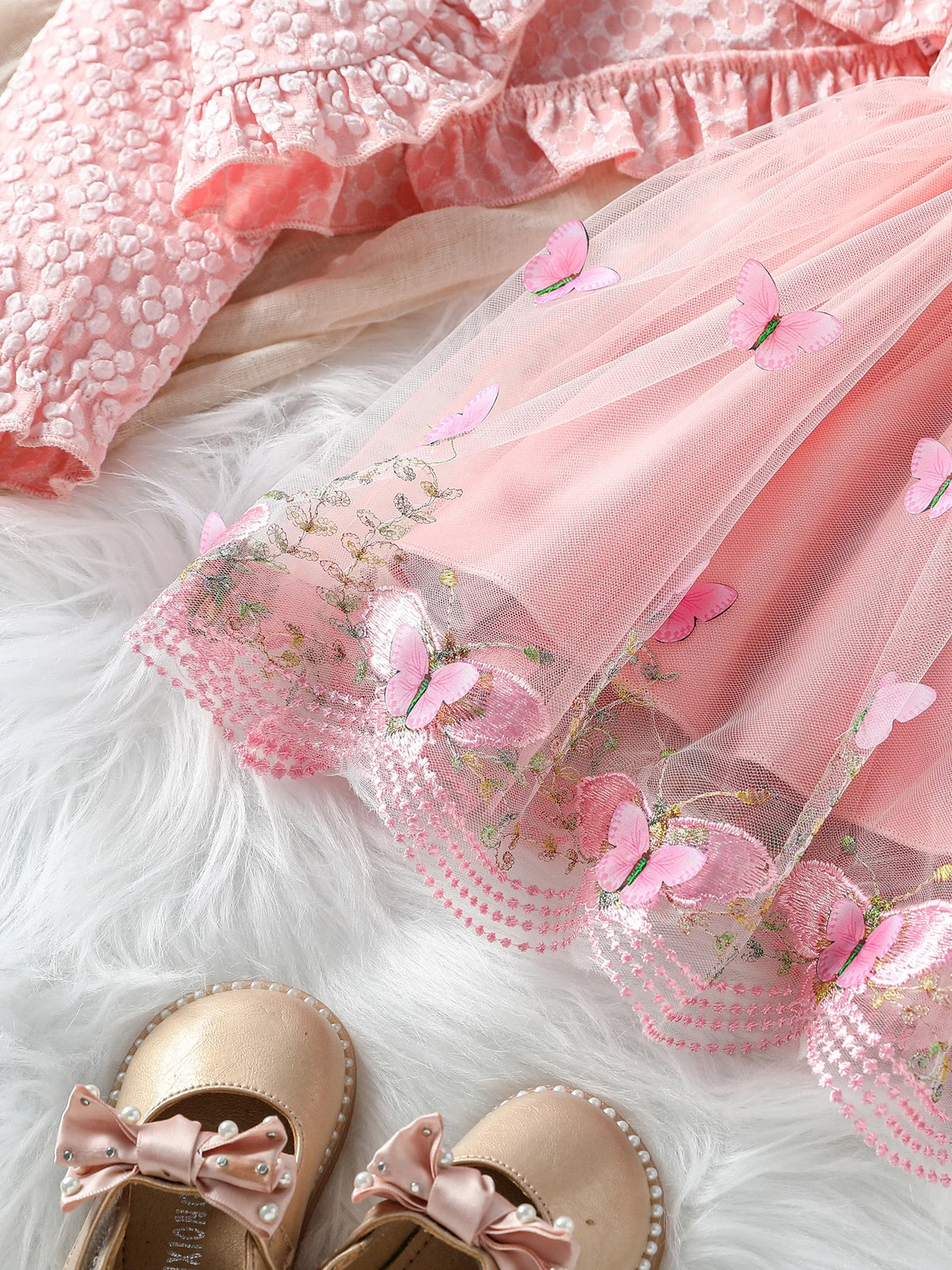 Ruffled Baby Girl Dress with Coat & Headband
