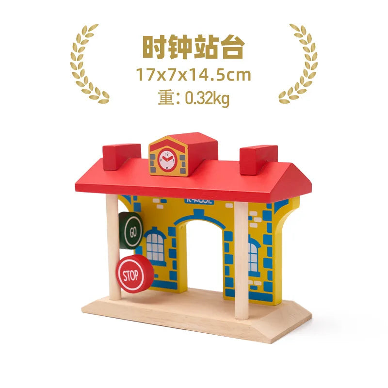 Wooden Train Track Set – Racing, Bridges & Tunnel Accessories Toy
