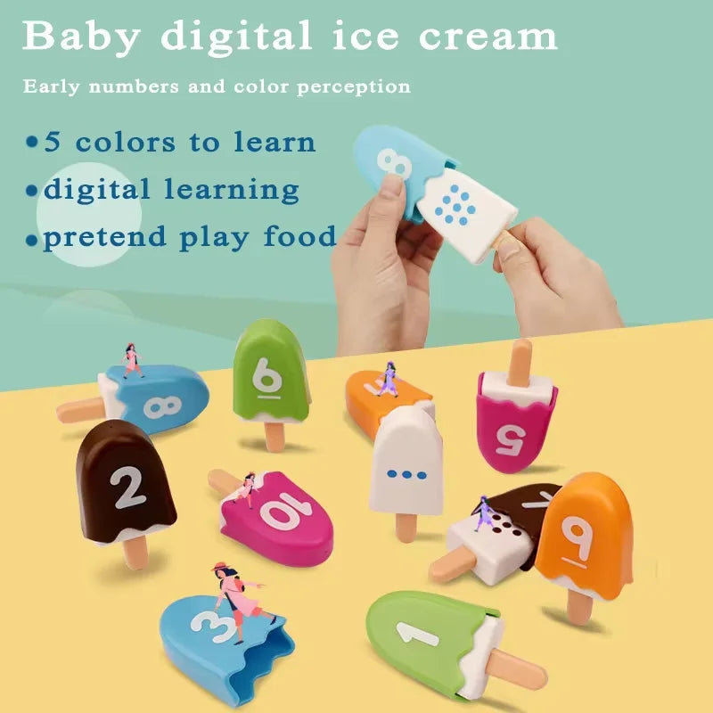Jeu Montessori d'association de chiffres et de glaces – Apprentissage des couleurs et des chiffres