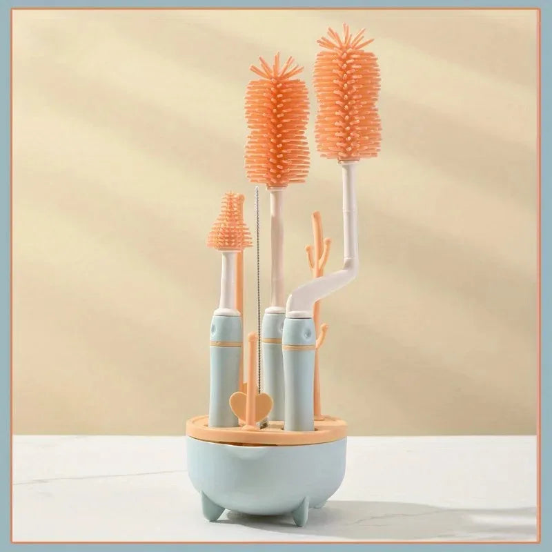 Kit de nettoyage portable pour biberons | Ensemble 6 en 1 avec goupillons et boîte de rangement