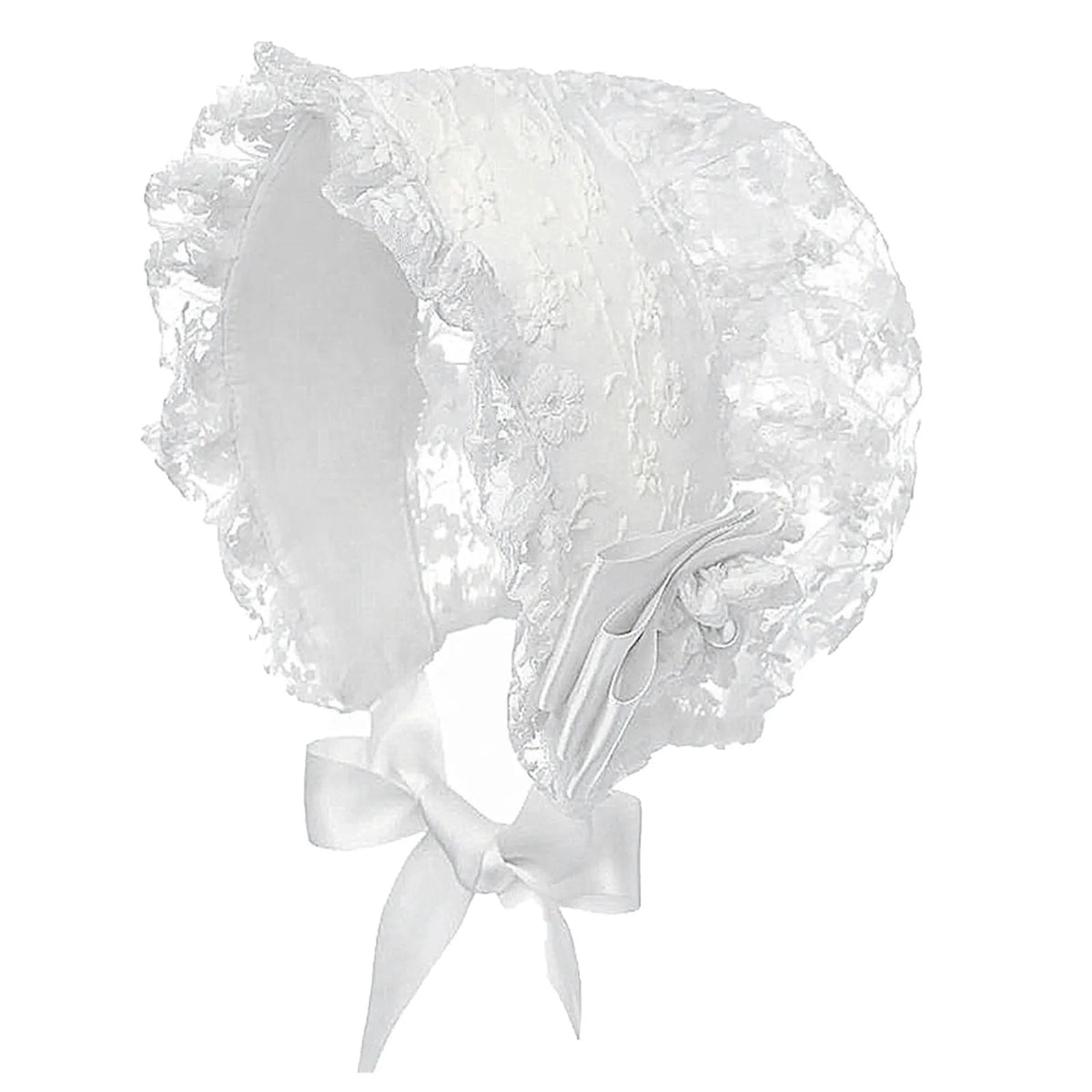 Bonnet à volants en dentelle brodée pour la photographie de nouveau-né