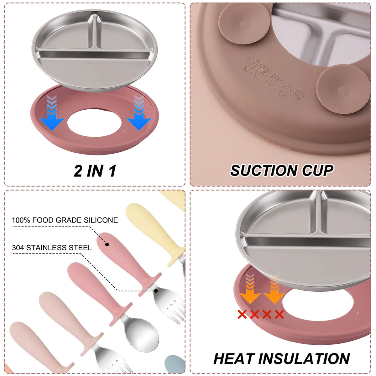 Kids Feeding Essentials – 3PCS Bowl, Spoon & Fork Set