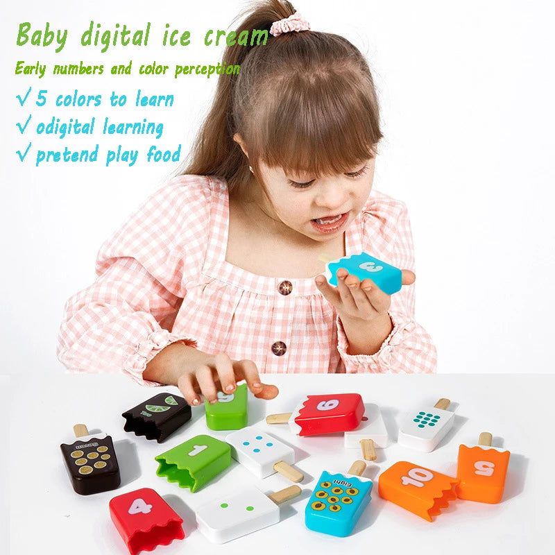 Jeu Montessori d'association de chiffres et de glaces – Apprentissage des couleurs et des chiffres
