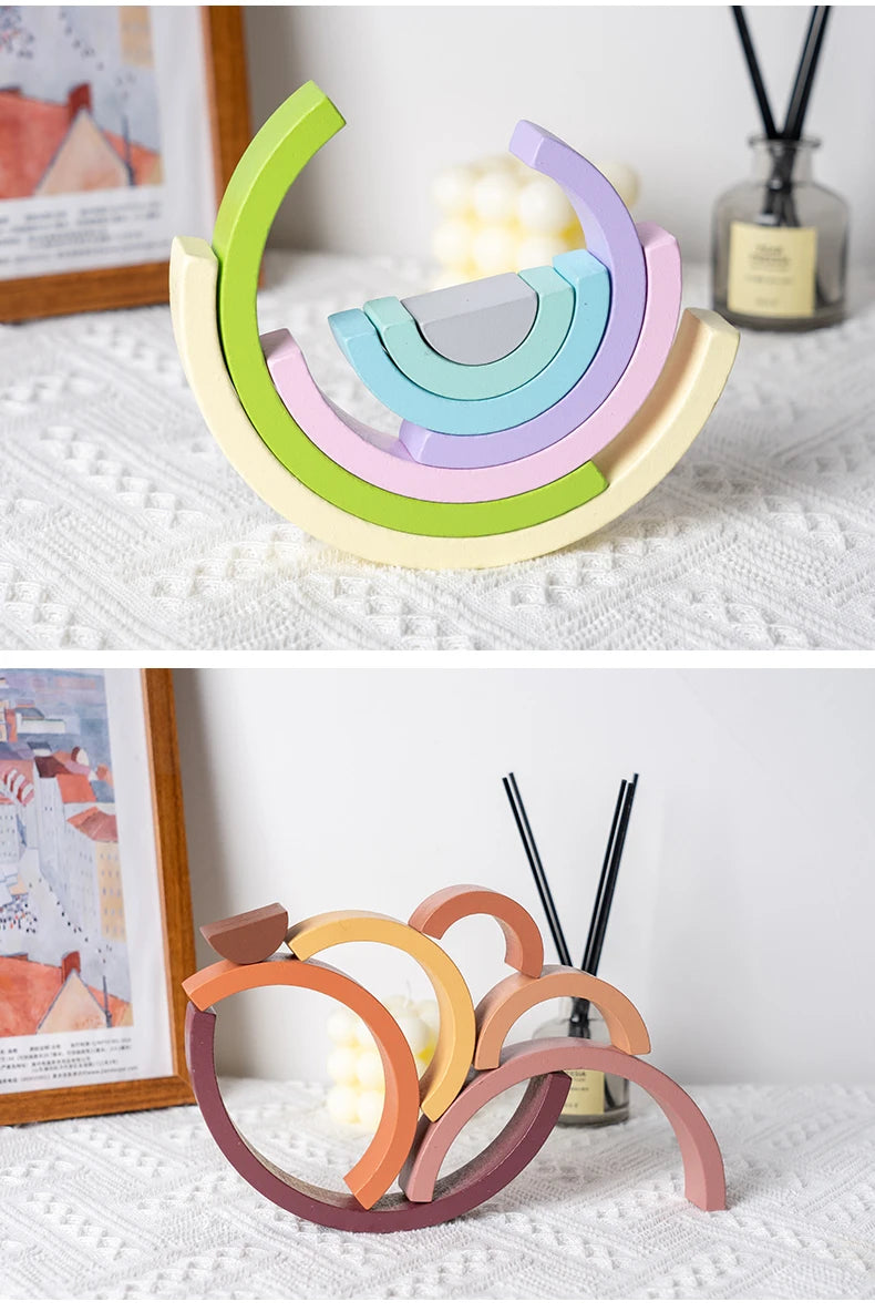 Colorful Montessori Wooden Stacking Toy