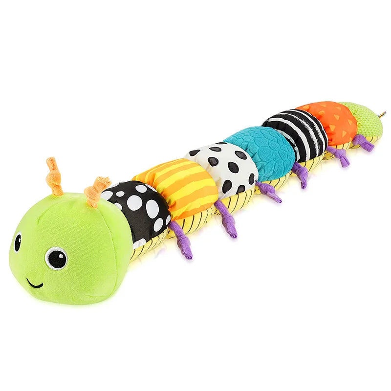 Peluche musicale pour bébé avec anneau de dentition à clochette.