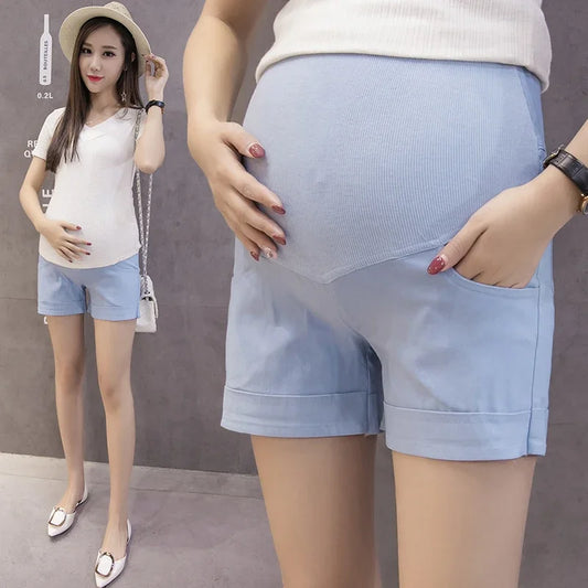 Summer Cotton Maternity Shorts – Adjustable Korean Style Pants