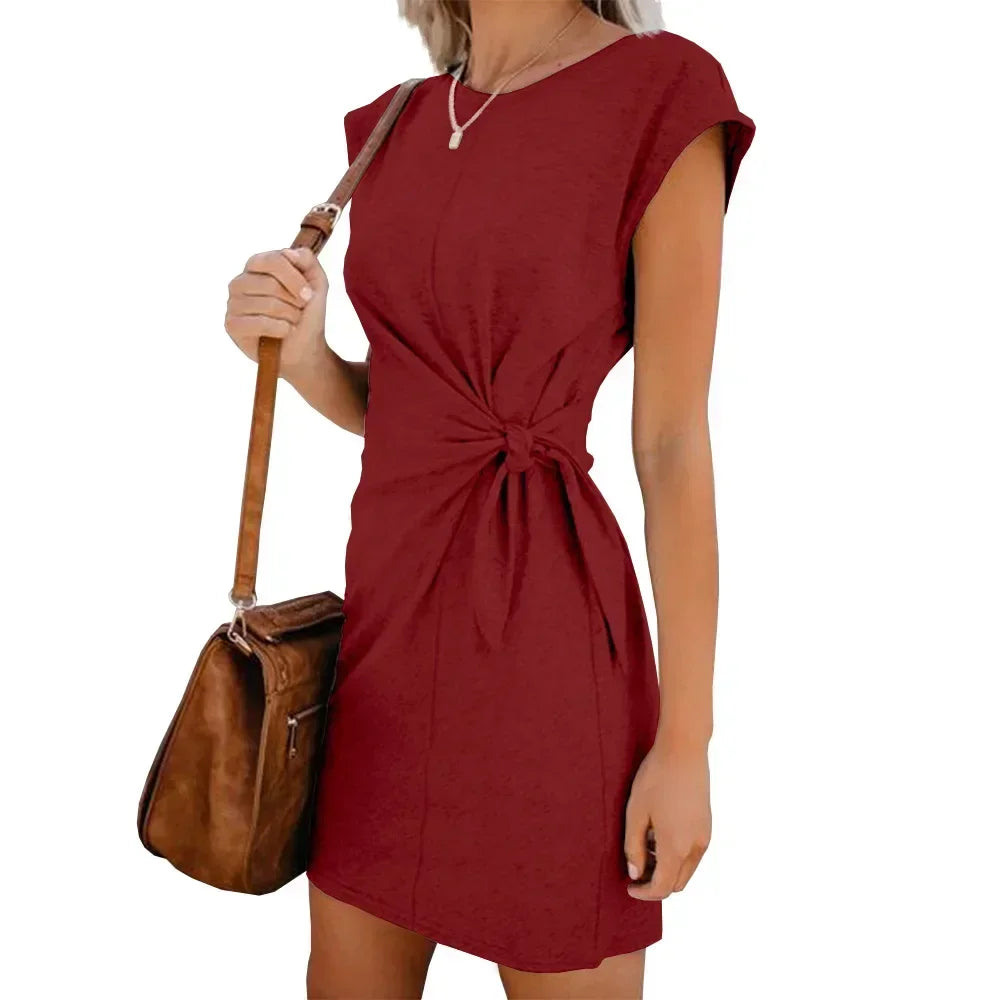 Robe de maternité unie Premama – Robe d'allaitement d'été à manches courtes